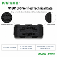 Nouveau noyau de ferrite à clip VN09 de 28 mm de diamètre intérieur, conforme RoHS et REACH, pour câbles de capteurs industriels robustes - Modèle V18015FS de l'usine VIIP