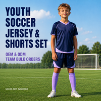 Ensemble Maillot et Short de Football Personnalisé pour Jeunes, Col en V, Séchage Rapide, pour Matchs de Football Enfants et Entraînements d'Équipe en Extérieur