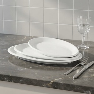Platos de servir ovalados grandes de cerámica blanca sólida PITO, aptos para <span class=keywords><strong>lavavajillas</strong></span>, para bodas y eventos. - Product Image 5