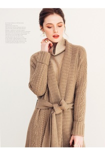 Cárdigan de Cachemira bordado para Otoño e Invierno 100%, cárdigan de Cachemira pura para mujer, suéter, abrigo, bata con cinturón - Product Image 5