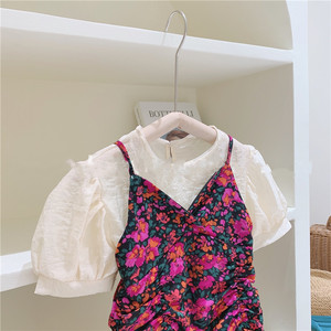 Ensemble été 2021 pour fille, 2 pièces : chemise + robe à volants fleurie, 3-7 ans - Product Image 6