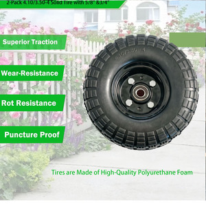 Roue <span class=keywords><strong>de</strong></span> brouette en mousse PU solide résistante à l'usure 4.10/3.50-4 pour chariot <span class=keywords><strong>de</strong></span> jardin - Product Image 3