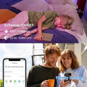 แอนเทล่า สมาร์ทหลอดไฟ LED E27 9W 1000Lm WiFi เปลี่ยนสีได้ ปรับความสว่างได้ พร้อมการควบคุมแอพอเล็กซา กูเกิล โฮม ทูยา - Product Image 2