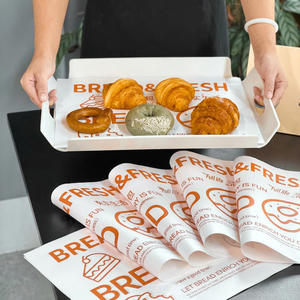Papel de Envolver para Panadería, Impreso Personalizado, Resistente a la Grasa, Hecho de Pulpa de Madera Virgen, Biodegradable, de Grado Alimenticio, Reciclable, para Pasteles y Comida Rápida - Product Image 4