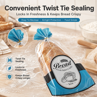 Sacs à pain plats transparents en LDPE de qualité alimentaire avec logo personnalisé imprimé en gravure, thermoscellables, à soufflet inférieur, pour emballage de boulangerie