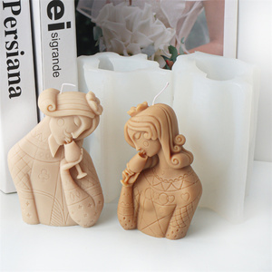 Moule en silicone pour <span class=keywords><strong>bougie</strong></span>, carte à jouer 3D, statue de femme tenant un verre de vin, roi de clubs, as, pique, cœur, reine, abstrait - Product Image 1