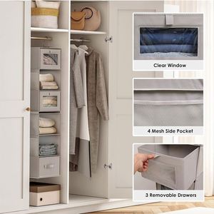 Hanging Drawer Organizer Closet Storage Frame Folder <b>Shelf</b> <b>Shelves</b> Folders <b>Hooks</b> Closets Cloth Compact - Product Image 2