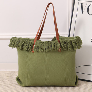 Sac fourre-tout de plage en toile tissée grande capacité, tendance et durable, idéal pour les étudiants et le shopping en extérieur – Meilleure vente - Product Image 6