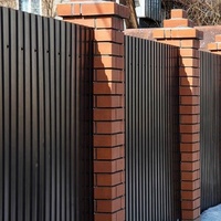 Ensemble de portail de clôture moderne de luxe en alliage d'aluminium pour villa et jardin, 6x6 pieds, facile à assembler, clôture en lattes métalliques écologiques, nature