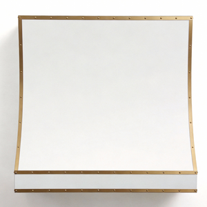 44 İnç Beyaz Kaplamalı Paslanmaz Çelik Duvara Monte Modern Davlumbaz, Pirinç Kaplama Perçinleriyle Ev Mutfaklarında Kullanım İçin Lüks - Product Image 2