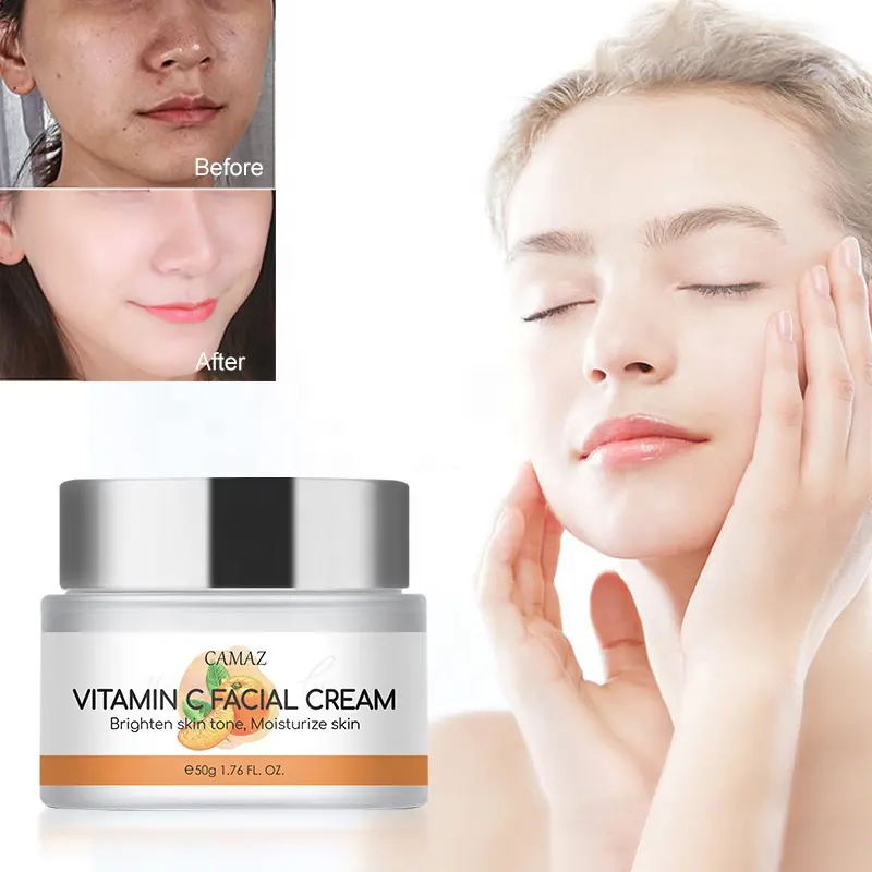 CAMAZ özel Logo C vitamini cilt bakımı nemlendirici yüz kremi ve vücut ile Vit E ince çizgiler dolgu cilt kremi azaltmak