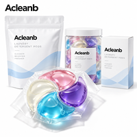 Capsules de lavage jetables 4 compartiments entièrement liquides pour vêtements |   Nettoyant + Doux + Protection des couleurs + Antibactérien |   Faible mousseur |   Écologique |   Lave-linge à chargement par le haut