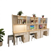 Bureau d'ordinateur intégré avec bibliothèque, moderne, minimaliste, durable et peu encombrant, pour la maison, le bureau, l'étude ou la chambre.