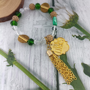 Topvesko Nuovo Bracciale Fatto a Mano con Cristalli Verdi, Perline e Nappine in Stile Sorority Greca, Catena DIY con Charm - Product Image 3