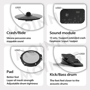 MOINNG Batterie électronique professionnelle Full Mesh Pads Acoustic Electric Percussion Factory Direct - Product Image 2