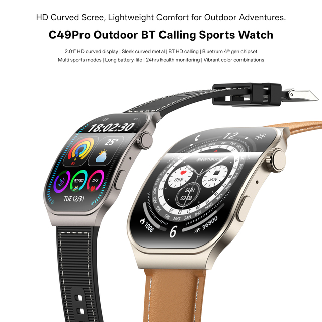 C49PRO Smartwatch IP68 Waterproof NFC AI Voice Assistant Fitness Sleep Tracker Wireless Charging Android Silicone Sports Watch