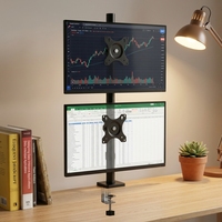 Nuevo Soporte de Brazo Doble para Monitor de Aleación de Acero para Pantallas de 17-32 Pulgadas, Giro de 90°, Inclinación de 40°, Altura Ajustable, Abrazadera/Anillo de Sujeción, Cable