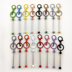 Stock 2mm Beadable KeyChain Bar Jewelry Crafts Blank Metal Keyring Add a Bead Hook Beadable Keychain DIY Beadable Bar Keychain