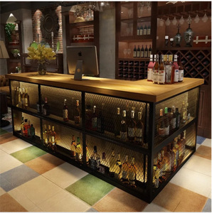 Bancone <span class=keywords><strong>Bar</strong></span> Retrò in Ferro Stile Loft <span class=keywords><strong>Vintage</strong></span> Industriale Shabby Chic Etnico in Legno per Casa Pub <span class=keywords><strong>Bar</strong></span> - Product Image 4