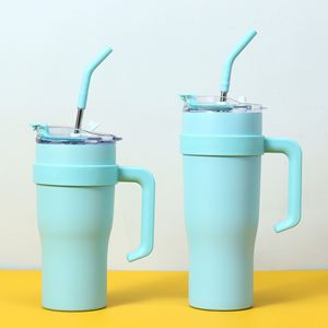 Car Ice Bully <b>Handle</b> <b>Travel</b> Tumbler 40oz Double Wall Vacuum <b>Mug</b> Lid Straw Anti-Slip OEM Custom Logo - Product Image 5