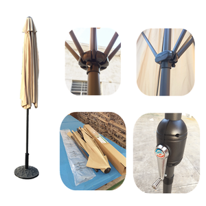 9 футов Водонепроницаемый полубоковой садовый зонт для патио 3 м открытый зонт от солнца с железным шестом для бассейна-из полиэстера - Product Image 6