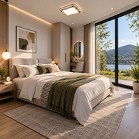 Cabane préfabriquée Apple avec façade entièrement vitrée, bâtiment modulaire mobile pour bureau à domicile, vacances, séjour en famille