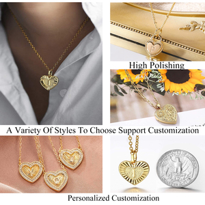 Charm Love nome personalizzato ragazze collana in acciaio inossidabile placcato oro 18 carati con lettera personalizzata cuore iniziale collana per donna - Product Image 5