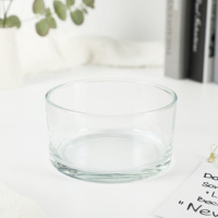 Porte-bougie en verre transparent à large ouverture, bol en verre rond et court pour la décoration de table de mariage, de fête ou de vacances