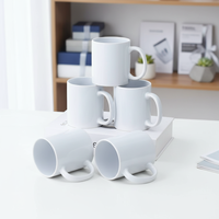 Vente en gros de tasses à sublimation avec poignée en C de 350 ml (11 oz), tasses à café en céramique blanches pour la promotion de la marque d'entreprise, cadeaux promotionnels, presse à chaud