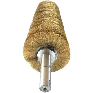 Sikat rol silinder koil Spiral nilon kawat abrasif kuningan poros baja tahan karat industri kustom untuk pembersihan