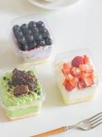 Boîte à tiramisu carrée, boîte d'emballage en plastique transparent, boîte à dessert pour gâteau mousse en couches et autres friandises sucrées