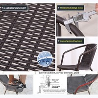Ensemble table et chaises multifonctionnel en acier et rotin, style moderne, pour balcon extérieur, résistant à l'eau, adapté aux personnes âgées, en plastique