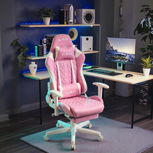 Silla de Juego Ergonómica de Diseño Nuevo y Lujoso a Precio Accesible, Altura Ajustable, Modelo 5934 Rosa - Product Image 1