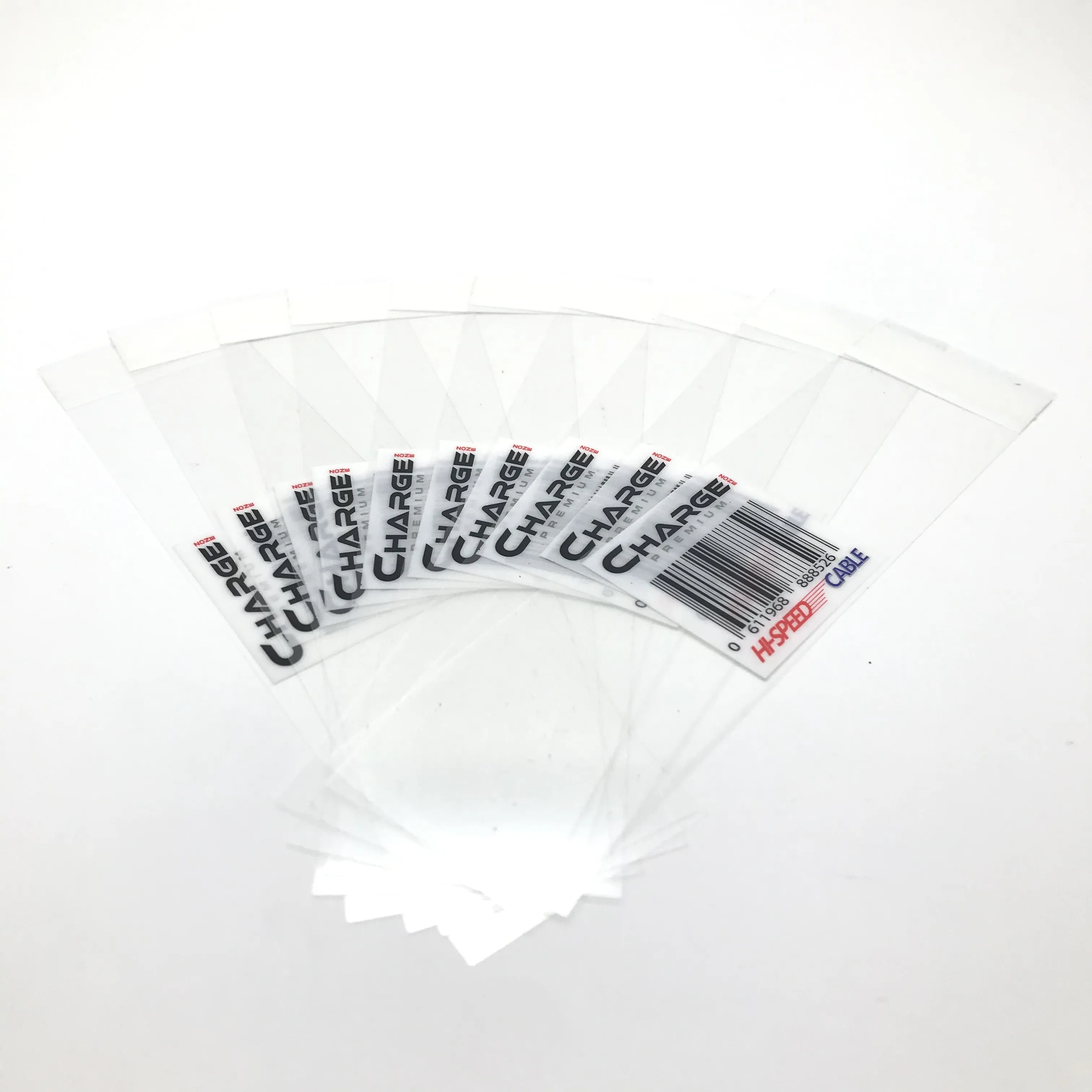 Étiquettes autocollantes en PVC transparentes, fil USB, impression de Logo, de marque, personnalisé, emballage