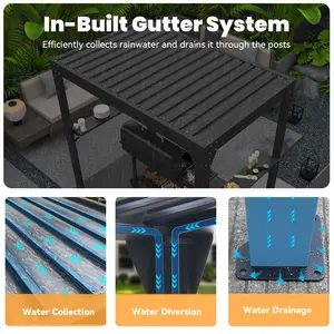   Pérgola Moderna <span class=keywords><strong>de</strong></span> Aluminio Ajustable, Resistente al Agua y <span class=keywords><strong>con</strong></span> Protección Solar, para Patio y Jardín, <span class=keywords><strong>con</strong></span> Puertas Corredizas <span class=keywords><strong>de</strong></span> Vidrio, Diseñada para Durar - Product Image 5