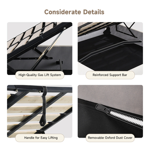 Cadre <span class=keywords><strong>de</strong></span> <span class=keywords><strong>lit</strong></span> <span class=keywords><strong>de</strong></span> levage à gaz moderne Double taille convertible et extensible <span class=keywords><strong>avec</strong></span> conception tuftée Caractéristiques <span class=keywords><strong>de</strong></span> stockage souple et pliable - Product Image 5