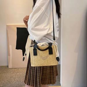 Women's 2024 Spring Woven Handheld <b>Tote</b> <b>Bag</b> Single Strap Portable Crossbody Vacation <b>Bag</b> with Polyester Lining - Product Image 2
