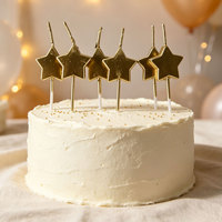 Bougies d'anniversaire étoiles métalliques de luxe or, argent, or rose – Bougies de gâteau en forme d'étoile à cinq branches pour enfants, adultes, anniversaires et fêtes de mariage
