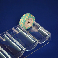 Boîte à jetons en acrylique de taille 100 et support de jetons pour club de Texas Hold'em, plateau à jetons transparent