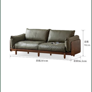Genuine Leather Living Room <b>Sofa</b> Italian Minimalist Light Luxury Design With Black Walnut Solid <b>Wood</b> <b>Frame</b> For Home Use - Product Image 5
