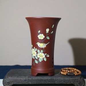 Zhu Ni Da Hong Pao Handmade Bonsai <b>Pot</b> <b>Clay</b> Painting Chinese Style Classical Bonsai Planter - Product Image 3