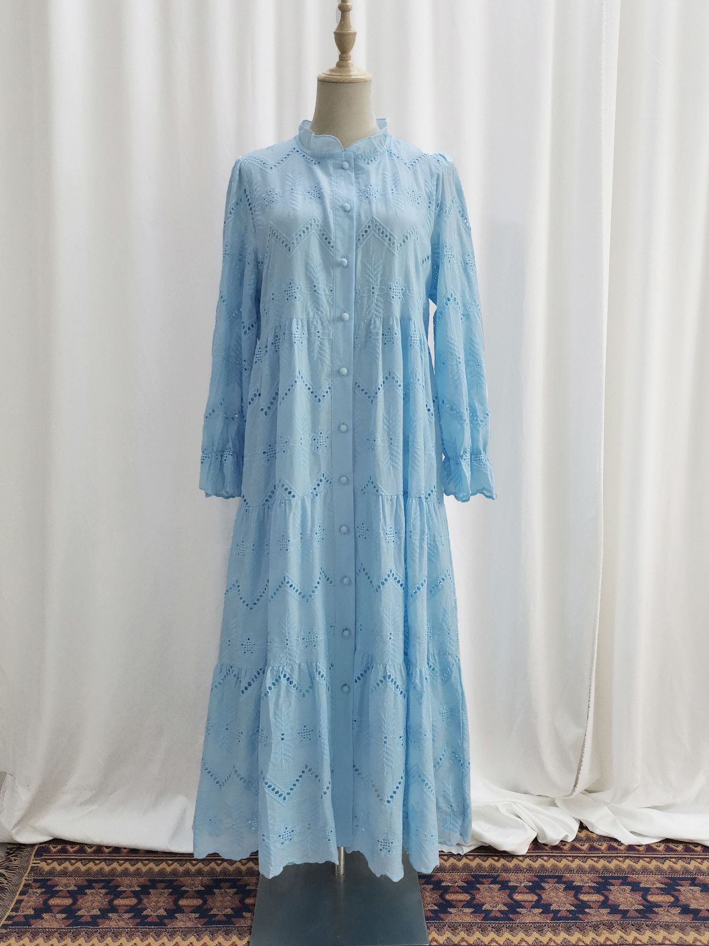 long evening dress chiffon Royal Blue Chiffon Sweetheart Ruffle Tiered Long Prom Dress Sky Blue / 0