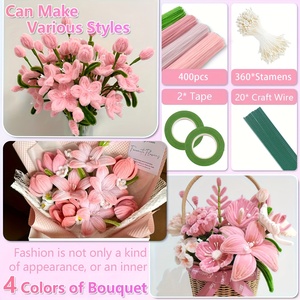 782pcs Lavender Dream DIY Bouquet Kit - 400 Chenille Stems, 360 <strong>Stamens</strong>, 20 Floral Wires &amp; 2 Garden Tapes with Video Tutorial - Product Image 2