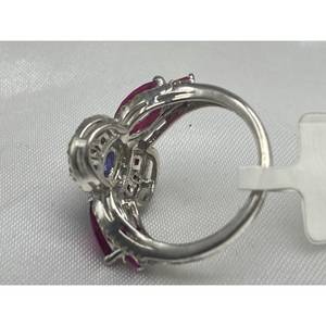 Nuevo Anillo de Lujo Más Vendido con RUBÍ y TANZANITA, Plata de Ley 925, Regalo para Fiestas, Bodas, Compromisos, Ceremonias Religiosas y Eventos - Product Image 3