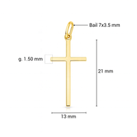 Colgante de Cruz Cristiana de Oro de 14K, Delgado, Minimalista, Hecho a Mano, Oro Amarillo, Unisex, para Uso Diario, Regalo Religioso, Joyería Sin Níquel