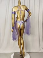 Samba Carnaval Fil Soutien-Gorge Culotte Ceinture Ensemble Fait À La Main Costume De Danse Du Ventre avec Manches De Bras pour Performance Porter Rave EDC Outfit