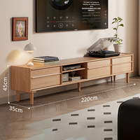 Meuble TV moderne en bois massif couleur noyer, console multimédia pour salon et salle à manger, centre de divertissement écologique
