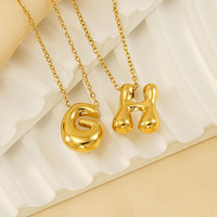 Colgantes de Letras de Burbuja Personalizados DIY, Acero Inoxidable, Chapado en Oro de 18k, Dijes con Nombre, Collar con Letras de Burbuja del Alfabeto de 26 Letras