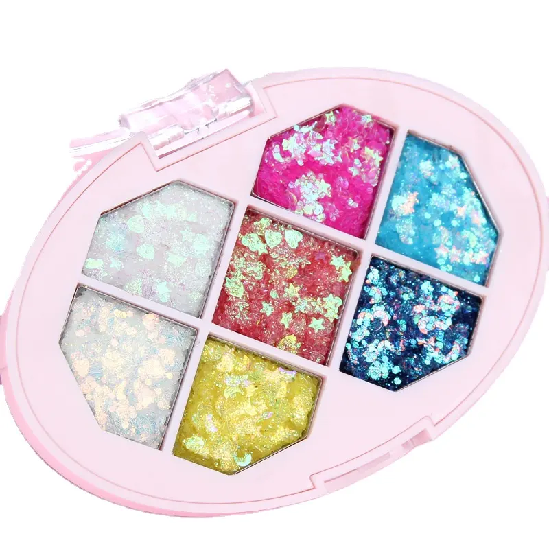 CmaaDu 7 Colors Sparkle Glitter EyeShadows Palette Makeup Diamond Eye Shadow Sequins Face Pigment Cosmetics