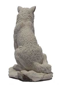 Lupo 7.75 pollici che si siede nella statua della neve resina bianca artico animale figurina decorazione invernale scultura della fauna selvatica decorazione della scrivania di casa ufficio - Product Image 4